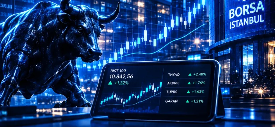 Borsa grafikleri ve boğa figürü